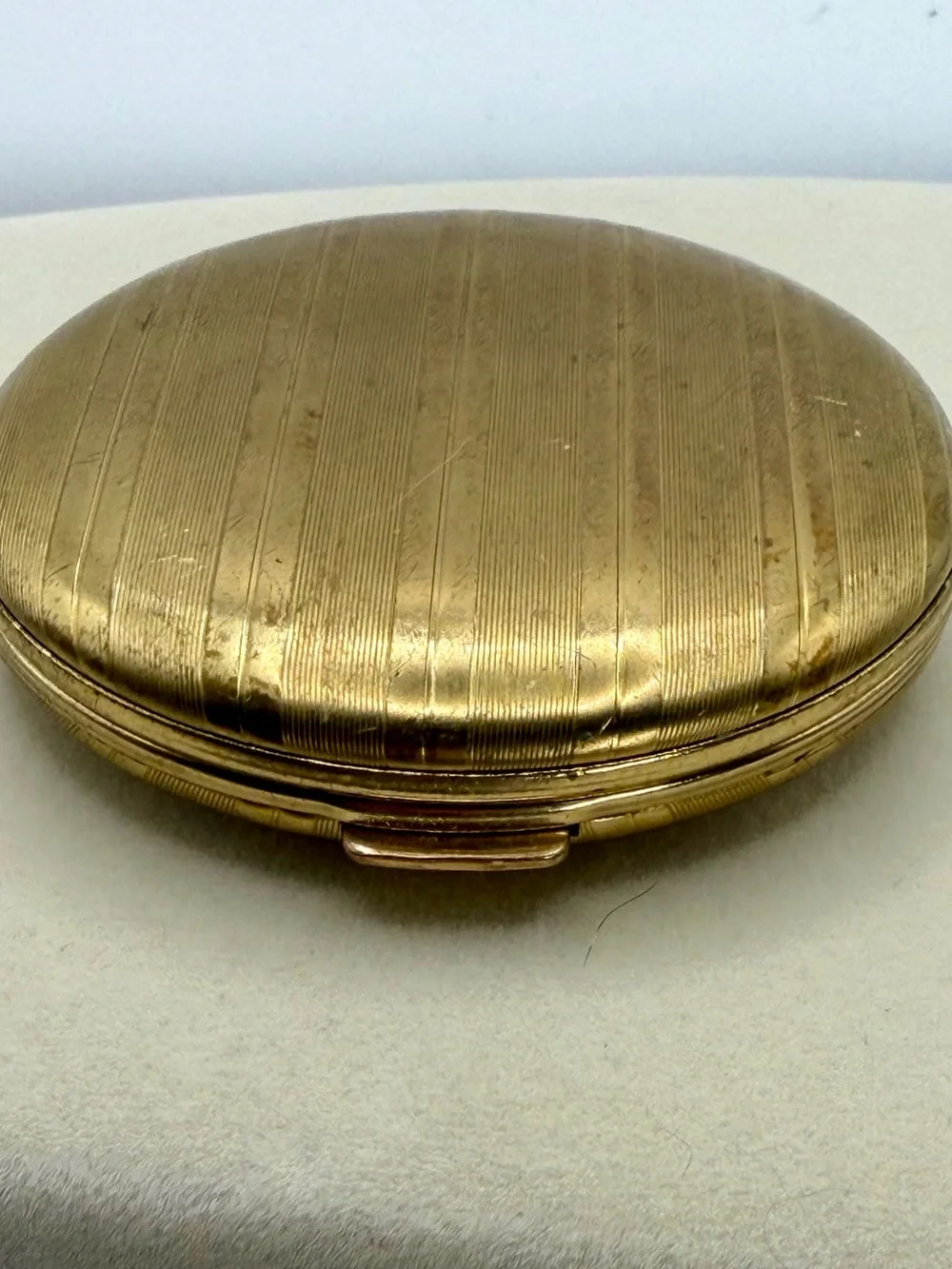 Vintage Merle Norman Gold Striped Powder Compact with Mirror
